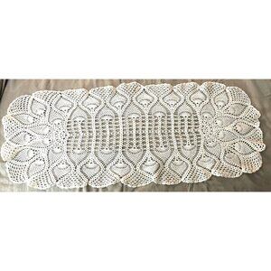 Crocheted VNT Pineapple Pattern Table Runner 16" X 40" Lace granny core cottage